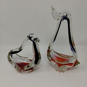 Vintage Art Glass Bird Duo